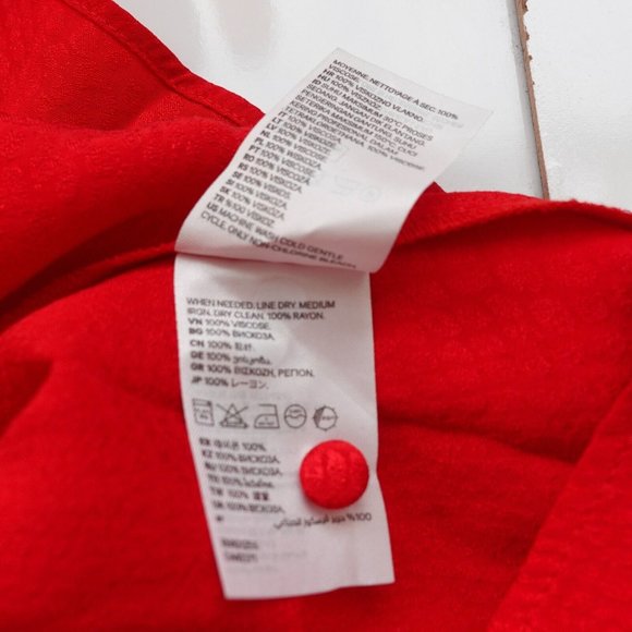 H M Dress Size 4 V Neck Midi Wrap Cocktail Jacquard Weave Snakeskin Cocktail Red - Picture 9 of 10